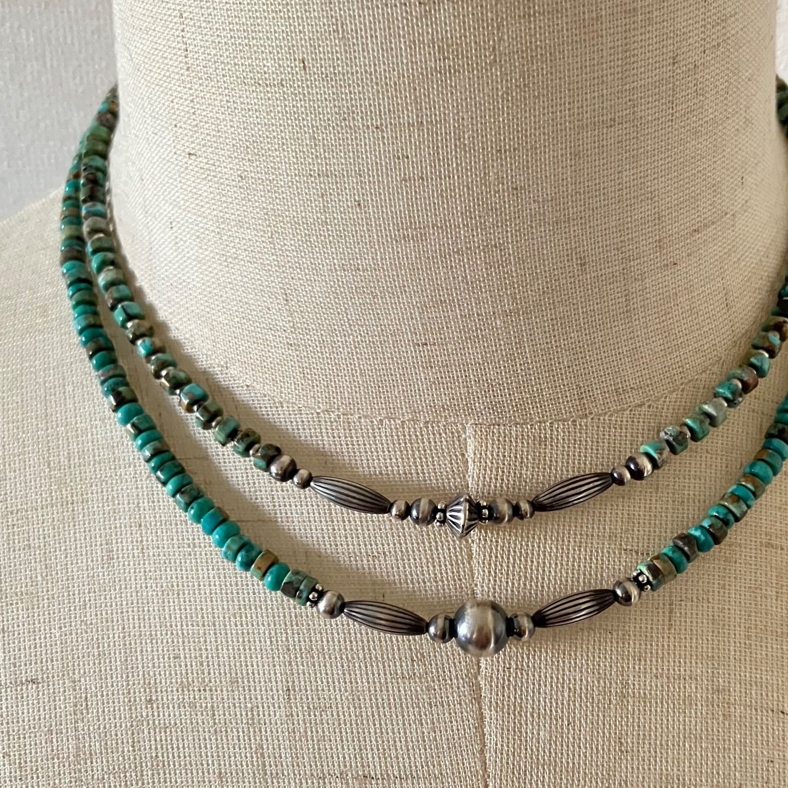 silver925ナバホパール×天然ターコイズのネックレス43.8cm ru