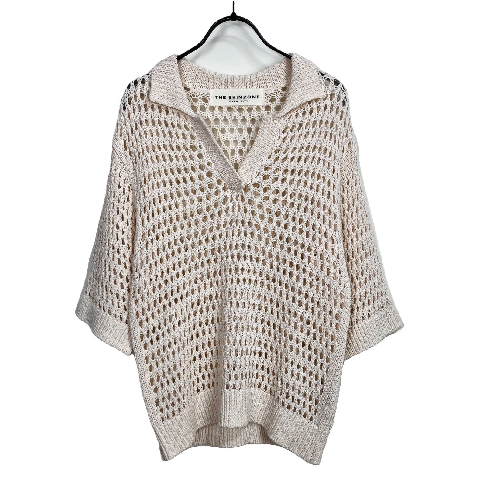 THE SHINZONE 2025SS OPENWORK POLO KNIT F ベージュ シンゾーン
