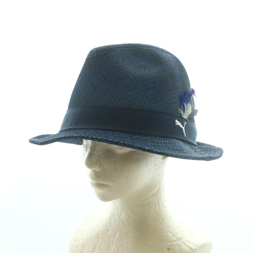 プーマ PUMA 中折れ帽 ハット 帽子 羽 ロゴ 青 ブルー AQ OS GY 18