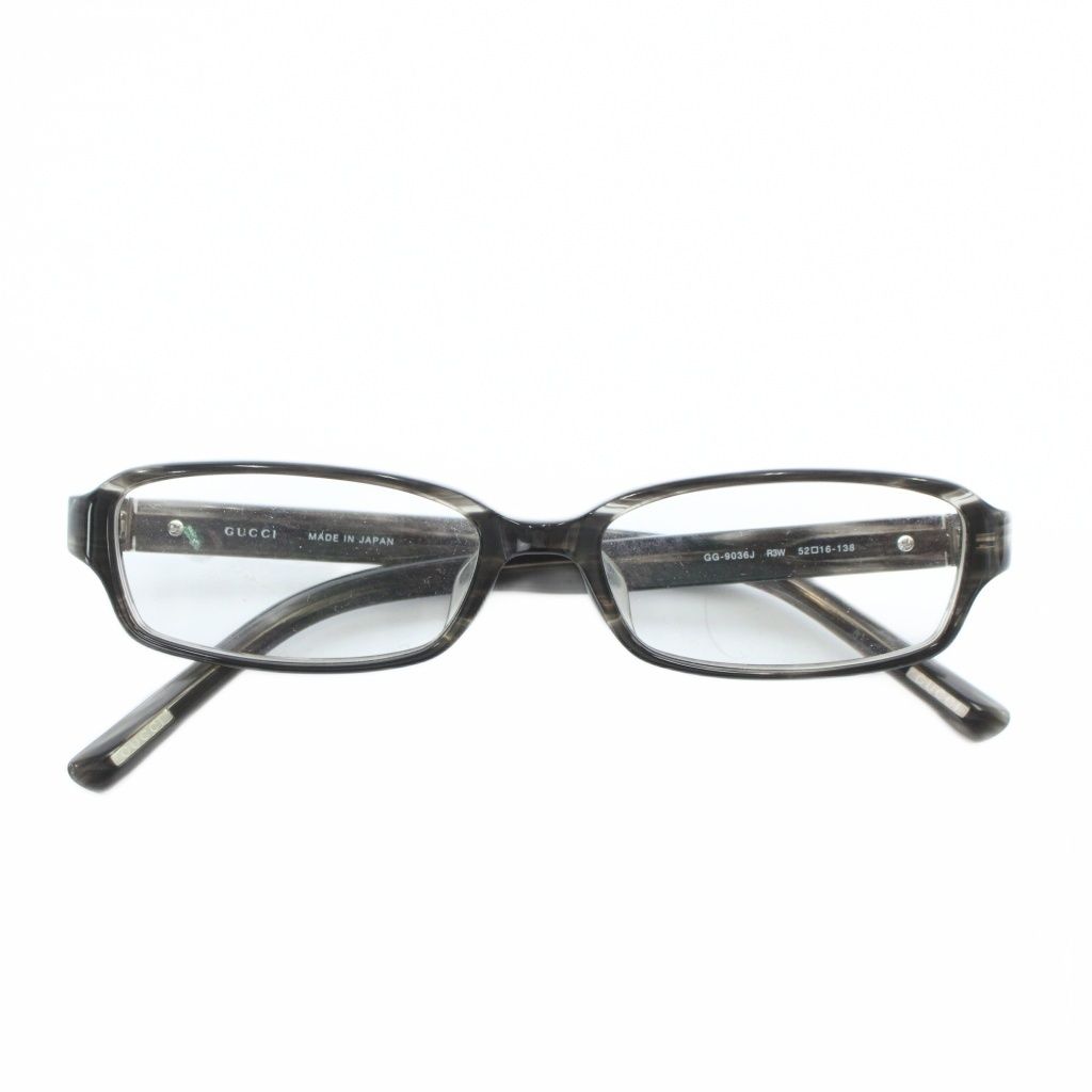 グッチ GUCCI 眼鏡 メガネ 度入り セルフレーム スクエア ロゴ 52 16 138 黒 ブラック GG 9036 J XZ GY 18