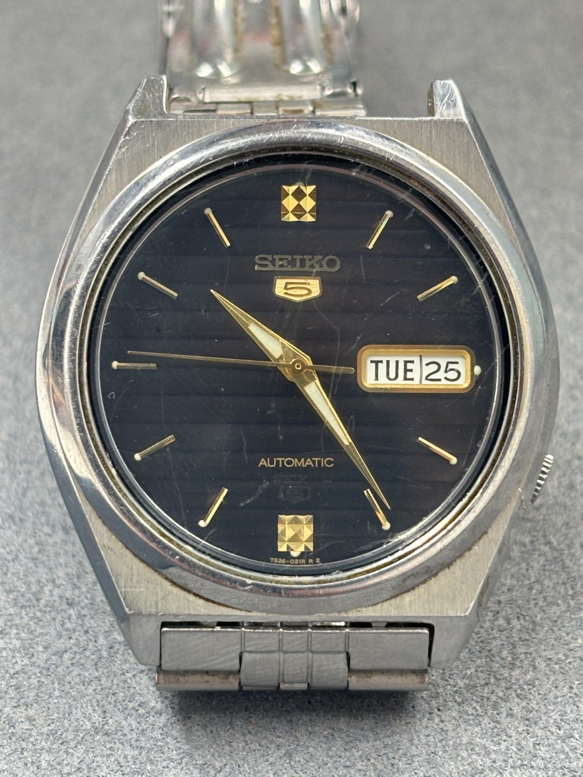 D【中古】SEIKO 5 セイコー5 スポーツ ブラック文字盤 自動巻き