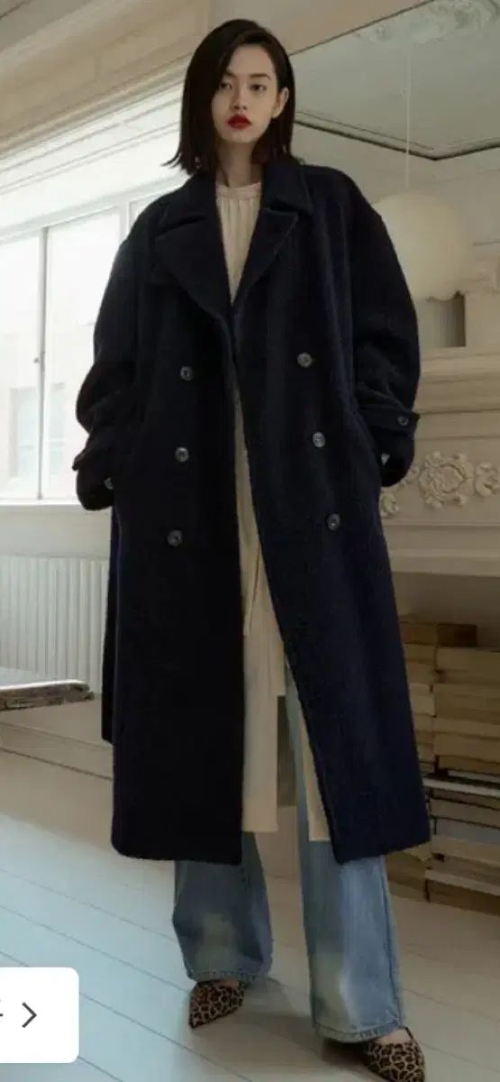 オーバーデューフレア アルパカダブルコート ネイビー - メルカリ