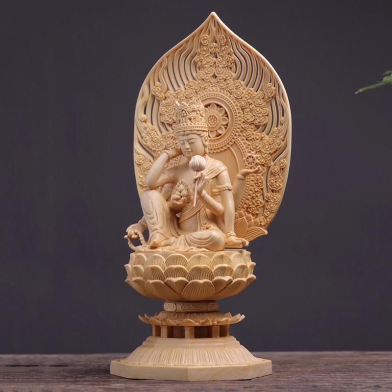 如意輪観音 像 木製 木彫り 智慧 財運 健康運 安産 縁結び 縁起物 御