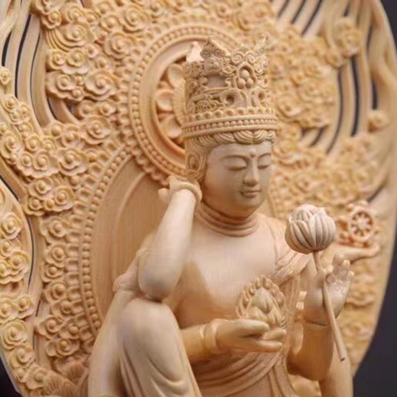 如意輪観音 像 木製 木彫り 智慧 財運 健康運 安産 縁結び 縁起物 御