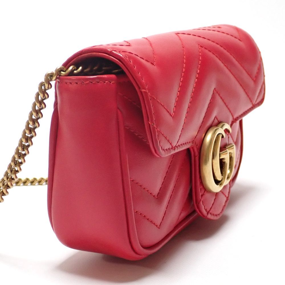 GUCCI】 グッチ GGマーモント ミニチェーンショルダー レッド 赤