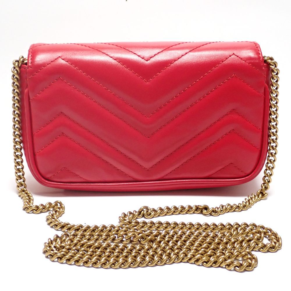 GUCCI】 グッチ GGマーモント ミニチェーンショルダー レッド 赤