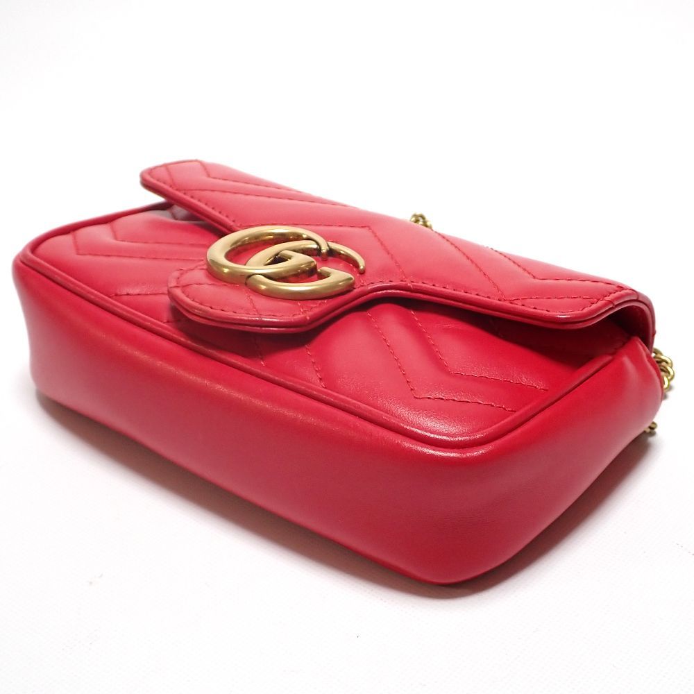 GUCCI】 グッチ GGマーモント ミニチェーンショルダー レッド 赤