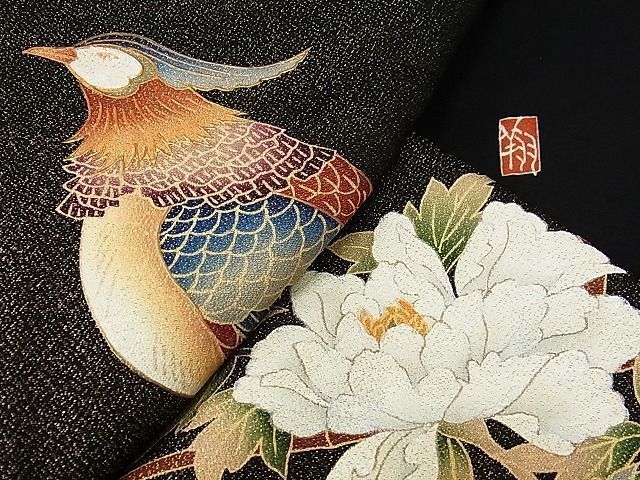 梅乃【123】正絹　黒留袖　フルセット　屏風絵　四季花　花器　金　作家 梅乃【123】正絹 黒留袖 フルセット 屏風絵 四季花 花器 金 作家 梅乃