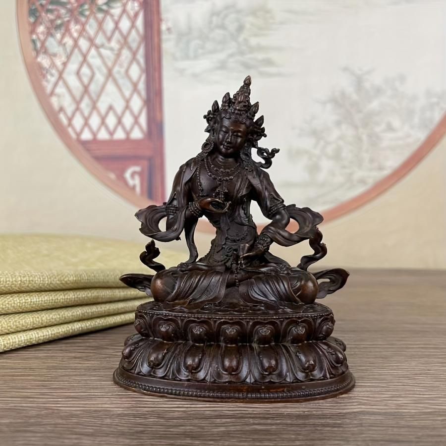 チベット　グリーンターラ菩薩　仏画 グリーン ターラ 像 緑多羅 菩薩 仏像 ヴィンテージ チベット 仏教 金