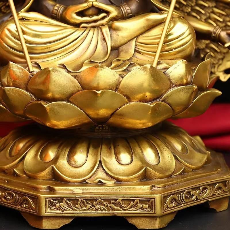 千手観音 菩薩 像 黄金 ブロンズ 観音 女神 仏教 開運 恋愛運 健康運