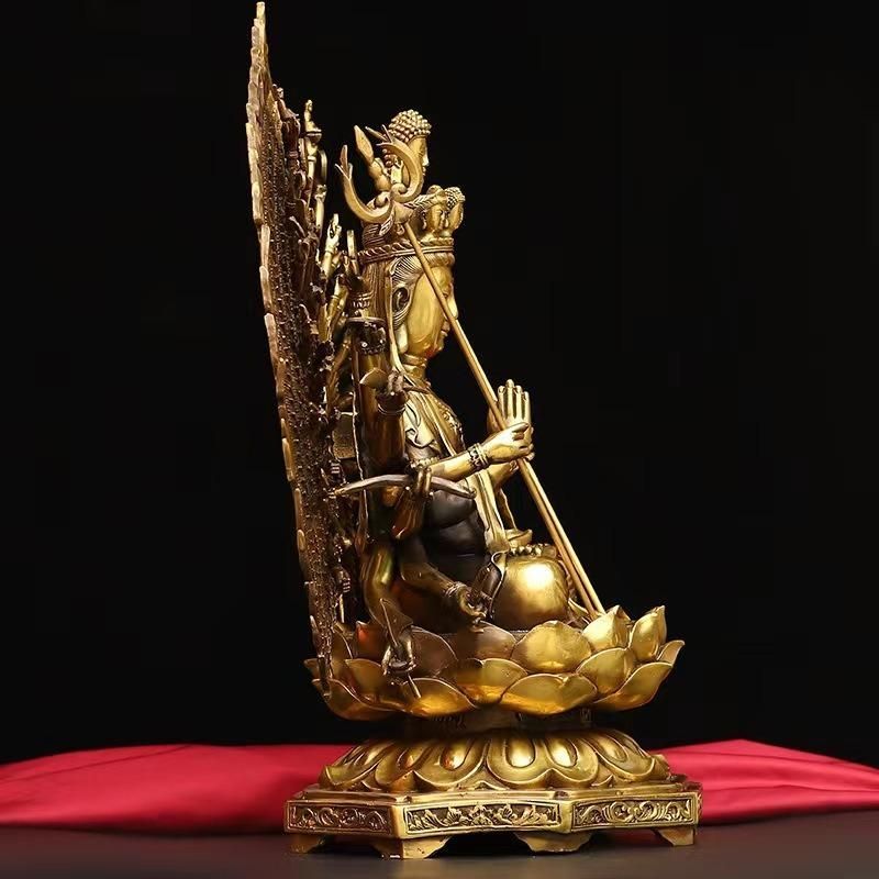 千手観音 菩薩 像 黄金 ブロンズ 観音 女神 仏教 開運 恋愛運 健康運