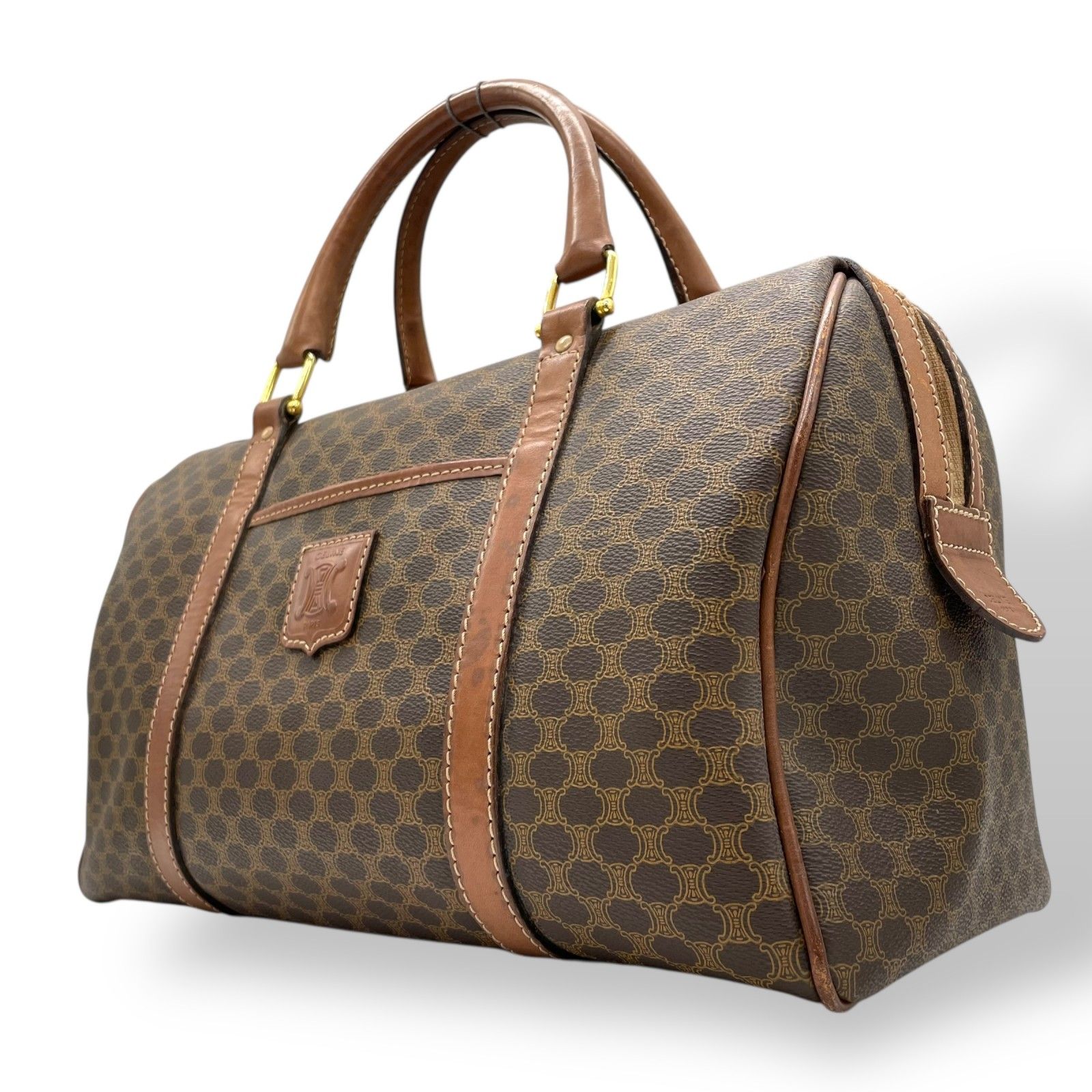 正規品【新品電池】CELINE トリオンフ/動作品 マカダム柄 ヴィンテージ CELINE◇オールドセリーヌ/マカダム柄/トリオンフ金具/2つ折り財布