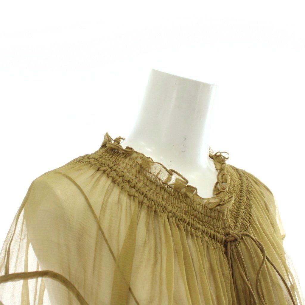 Chloé クロエ ワンピース シルク100% フリル　シアー　フランス製 クロエ CHLOE ワンピース 絹 シルク 長袖 シフォン シアー ひざ丈