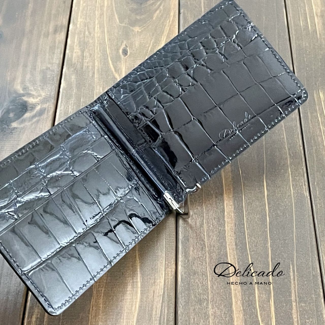 クロコダイル マネークリップ 無双 ブラックブルー