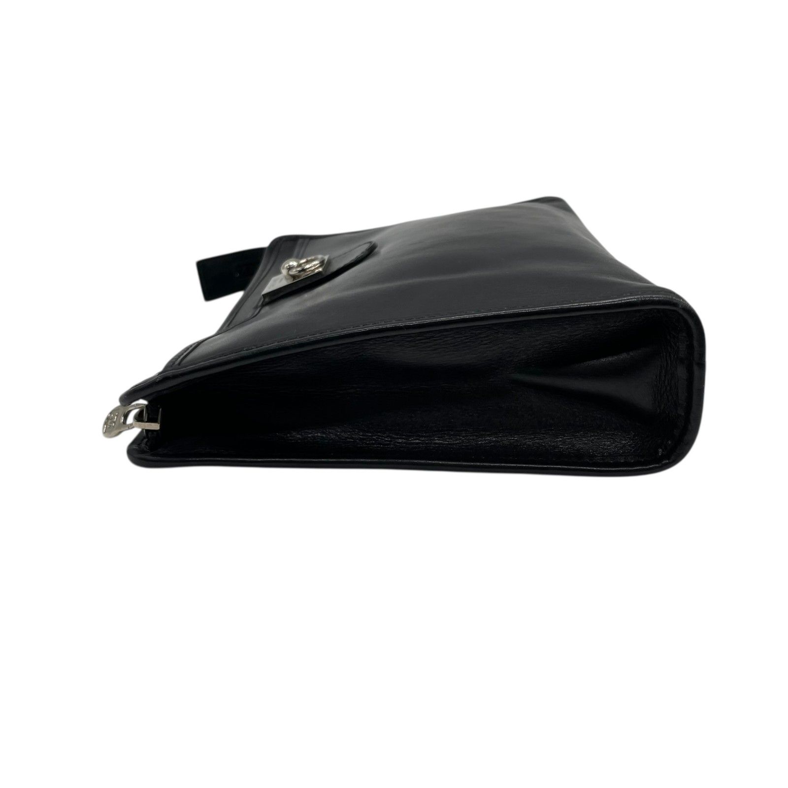 CELINE　セリーヌ　ヴィンテージ　クラッチバッグ　シルバー金具　レザー　黒 CELINE オンライン ヴィンテージ レザークラッチバッグ シルバー