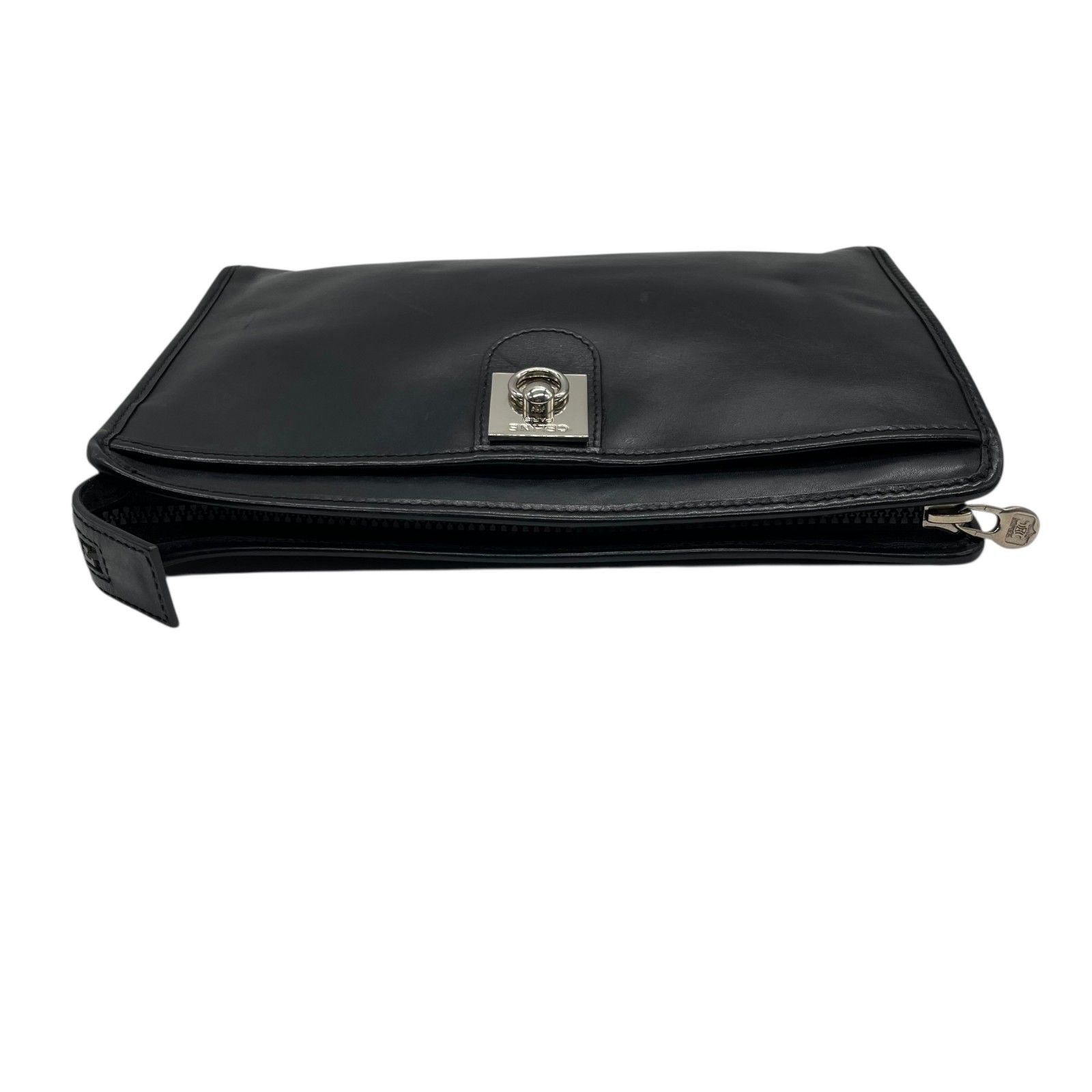 CELINE ヴィンテージ レザークラッチバッグ シルバーサークル金具