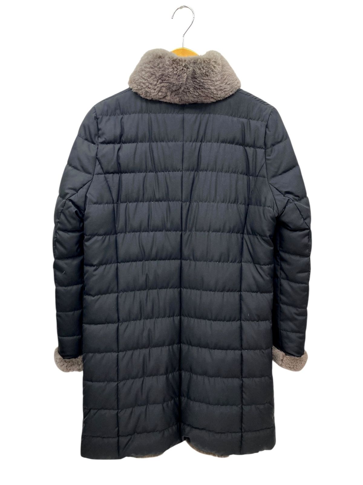 CBF リバーシブル ビーバー 毛皮 ファー ダウンジャケット シルク100％ダウン100％ 11 グレージュ×ブラック レディース 028