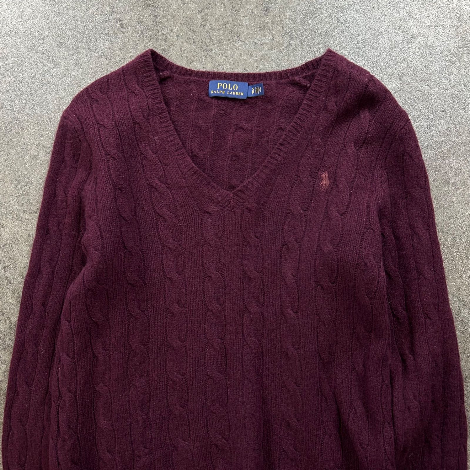 Polo Ralph Lauren バーガンディ ニット S POLO RALPH LAUREN ポロラルフローレン 長袖 ケーブル チェーン ニット