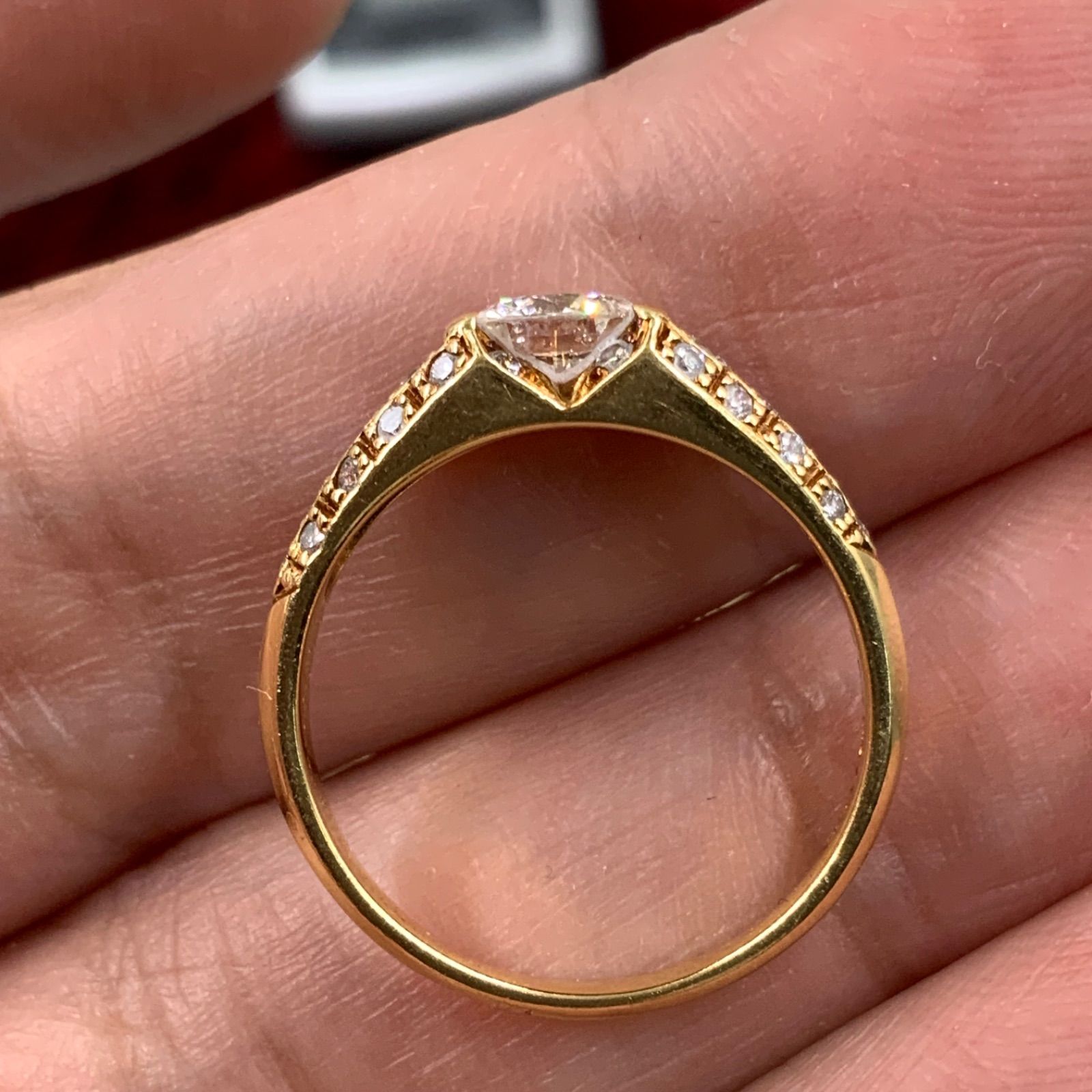 K18 ダイヤモンドリング 0.5ct 0.3ct 2.9g 約11号 鑑定書 鑑別書付