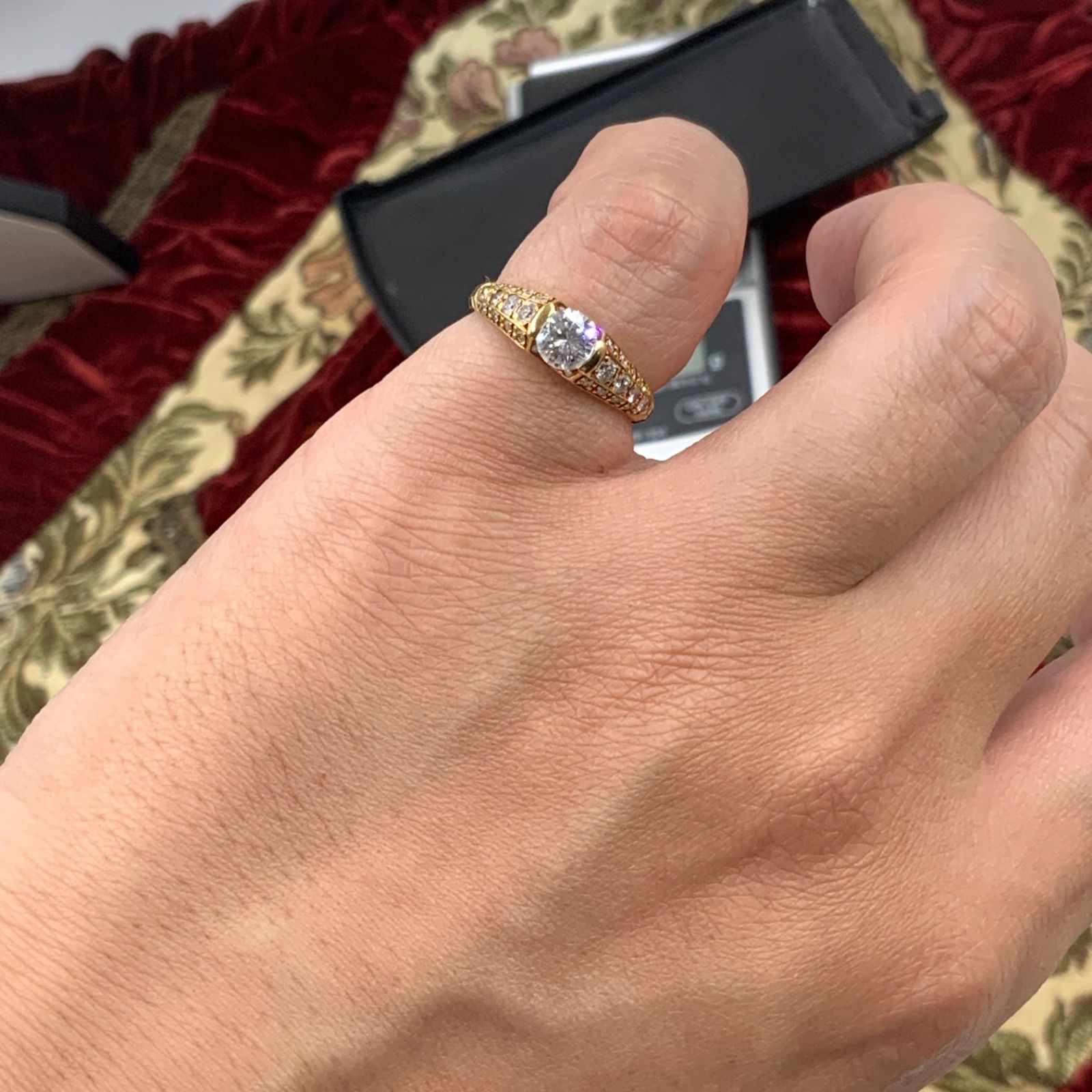 K18 ダイヤモンドリング 0.5ct 0.3ct 2.9g 約11号 鑑定書 鑑別書付