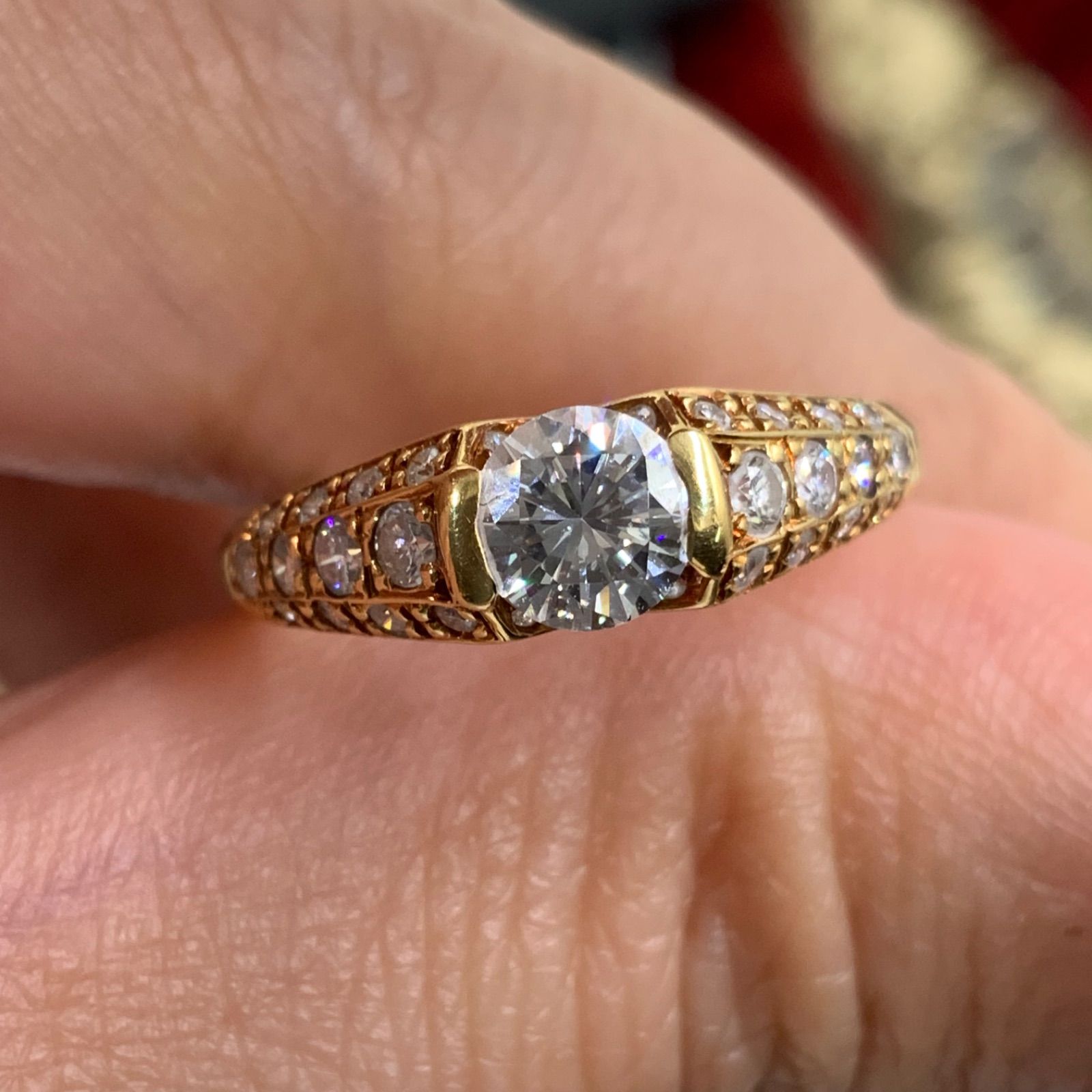 K18 ダイヤモンドリング 0.5ct 0.3ct 2.9g 約11号 鑑定書 鑑別書付