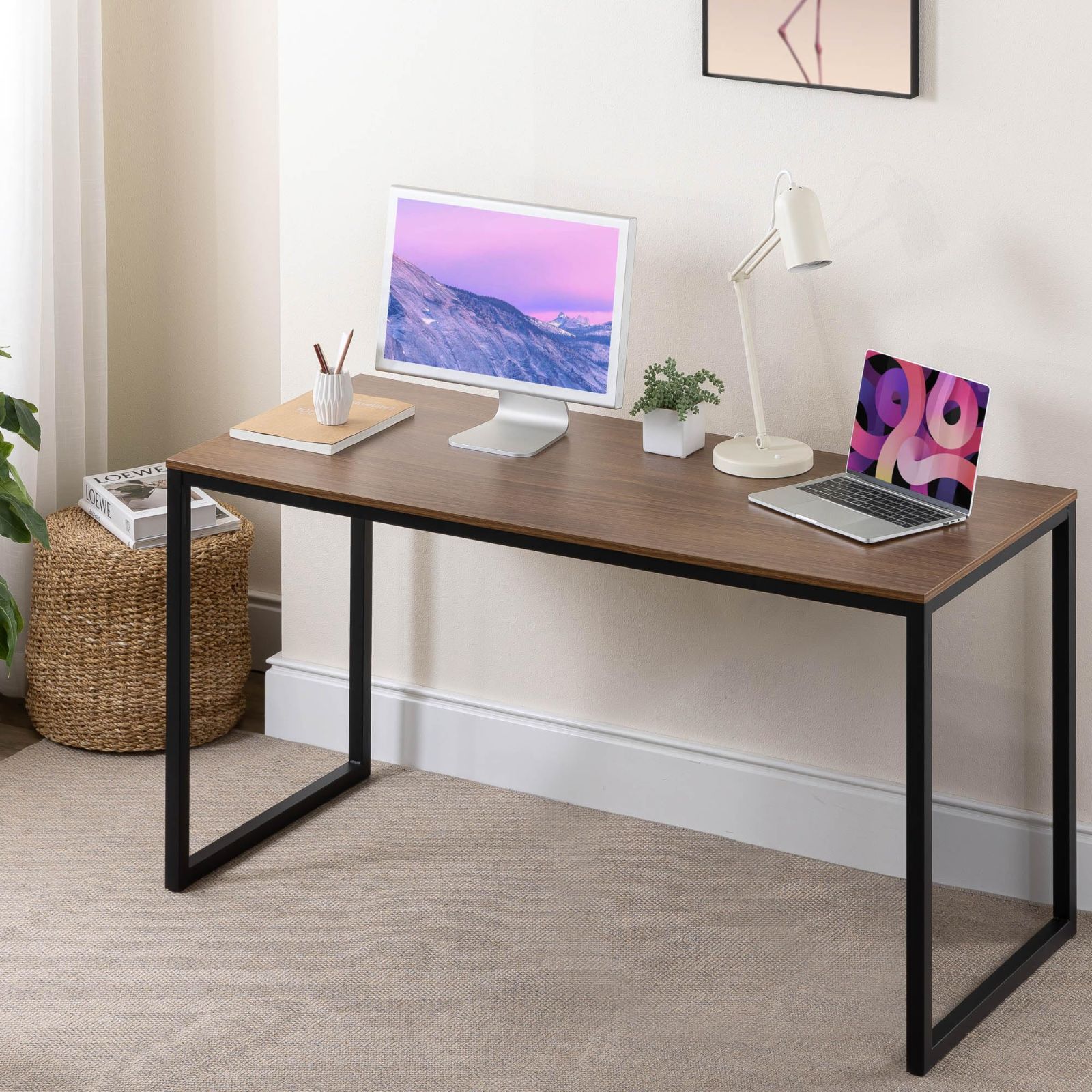 数量 | 日本 ジヌス 工具付き 組立簡単 机 SOHO リモート 在宅 ダイニングテーブル パソコンデスク DS-5528 Collection Studio Modern 幅140×奥行70×高さ70 cm 旧JIS規格 ダークブラウン ワー