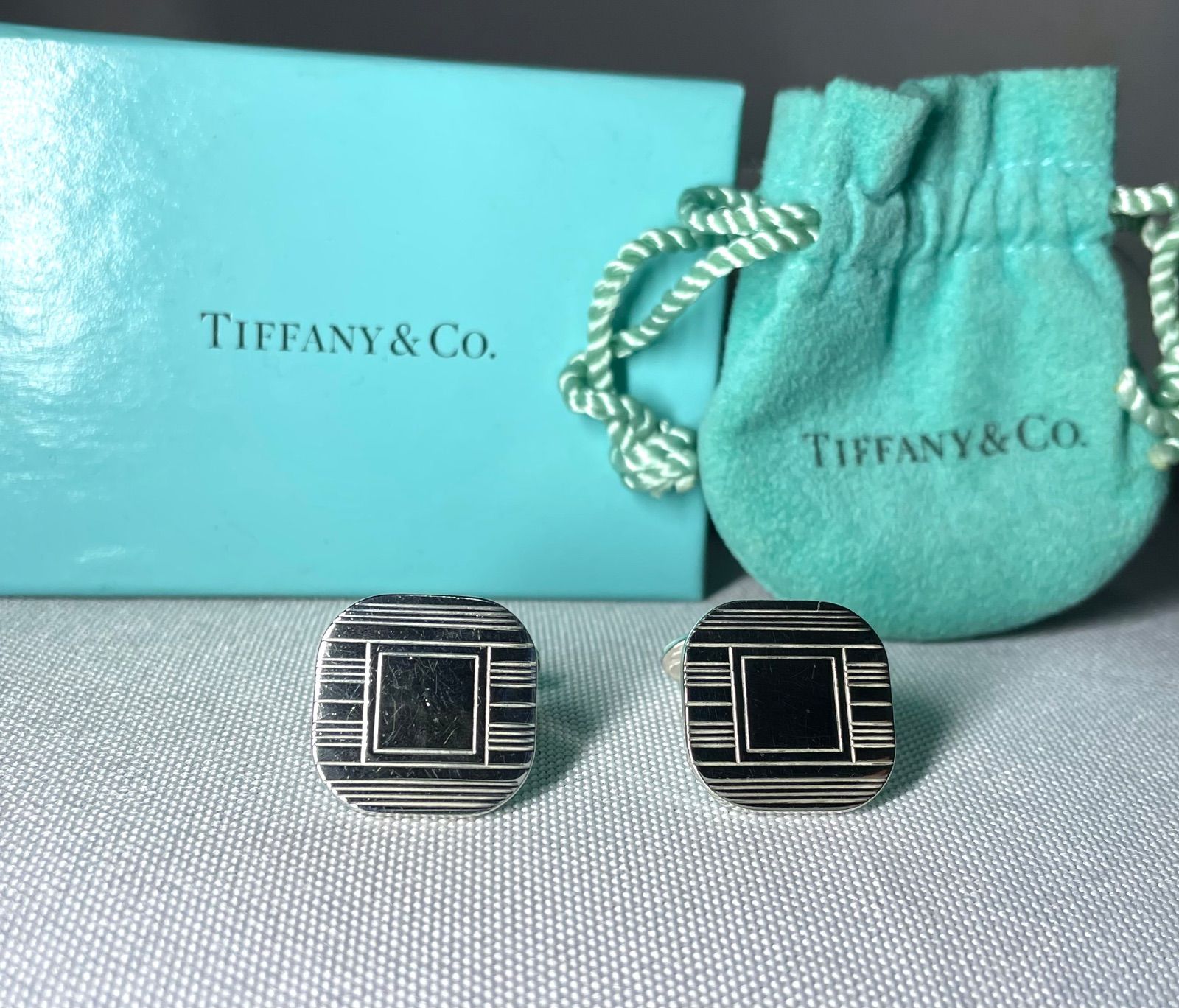 Tiffany ティファニー 鏡面スターリングシルバー＆ストライプライン