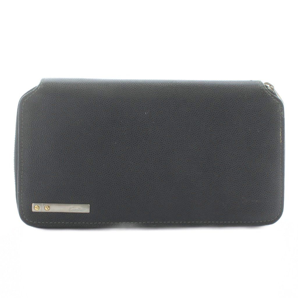 カルティエ Cartier サントス 長財布 レザー ラウンドファスナー ロゴ