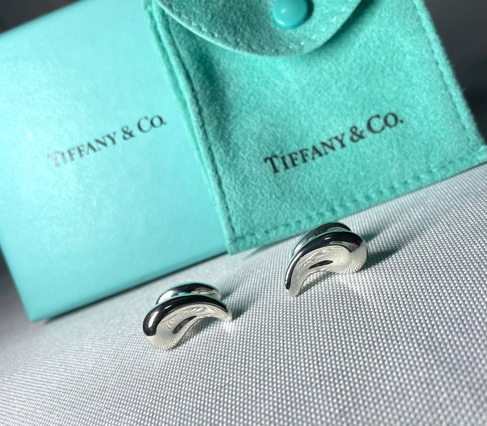 TIFFANY ティファニー エルサペレッティ ティアドロップ カフス カフリンクス ボタン スターリングシルバー SV 925 付属あり