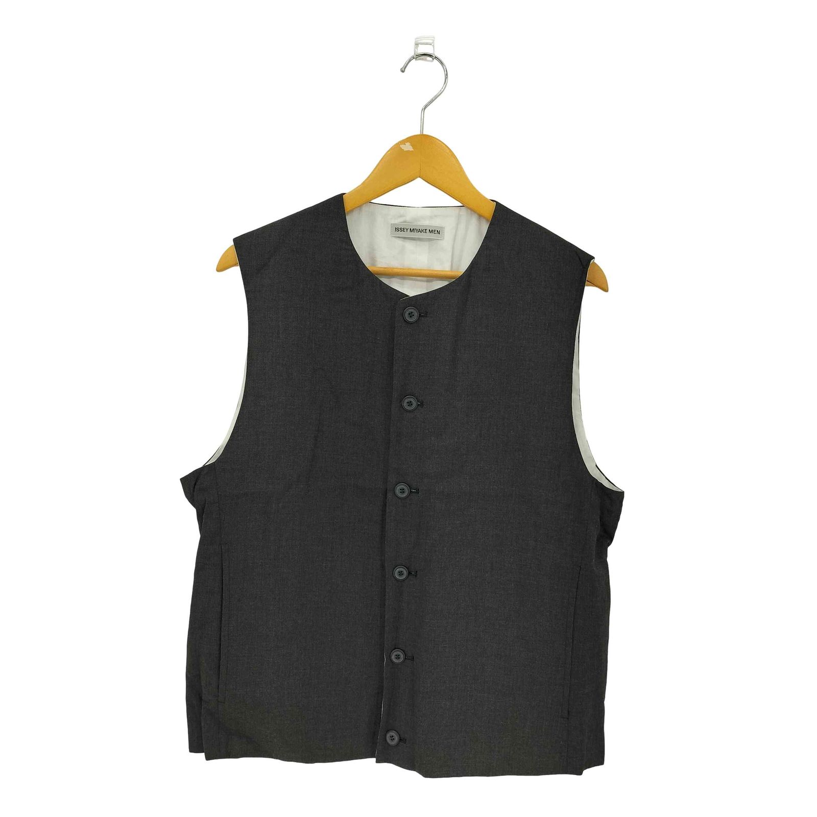 イッセイミヤケメン ISSEY MIYAKE MEN 00 SS 銀タグ レーヨン 中綿 パデッド クルーネック 6 B ベスト メンズ JPN 3