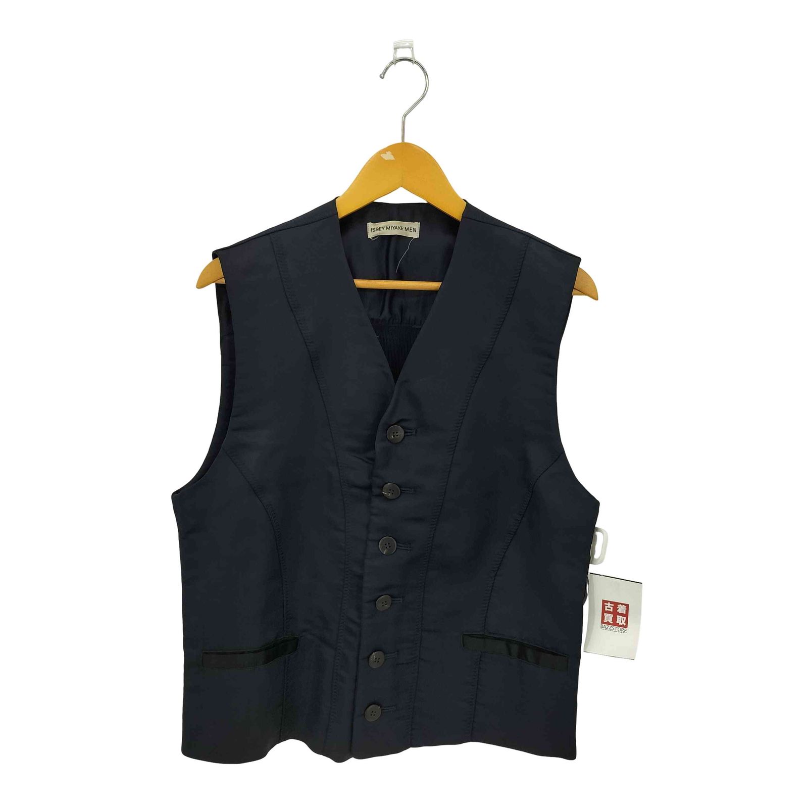 イッセイミヤケメン ISSEY MIYAKE MEN 96 SS 銀タグ ステッチ ナイロン バックニット切替 6 B ベスト メンズ JPN L