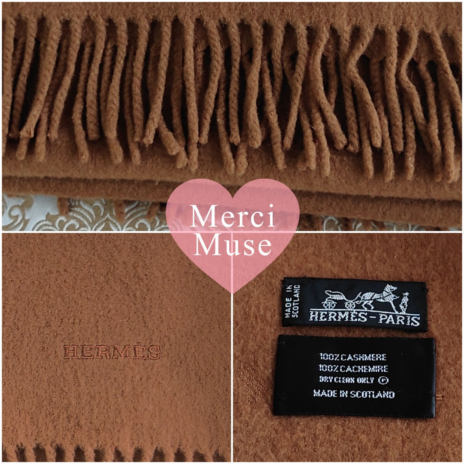 ❤お得なお品❤クリーニング済 カシミヤマフラー大判 ブラウン