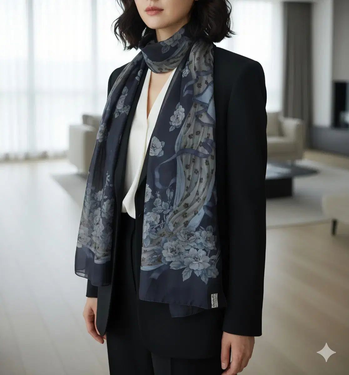 サルヴァトーレ・フェラガモ 100% シルク バラ ローズ パータン