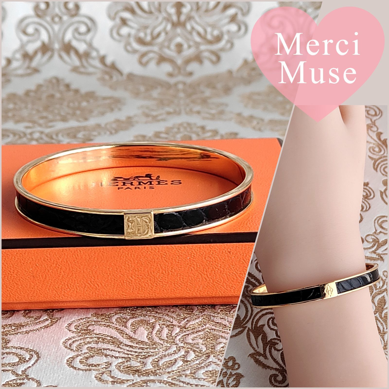 ❤お得なお品❤KAWAIIクロコダイルバングル ブレスレット ブラックx