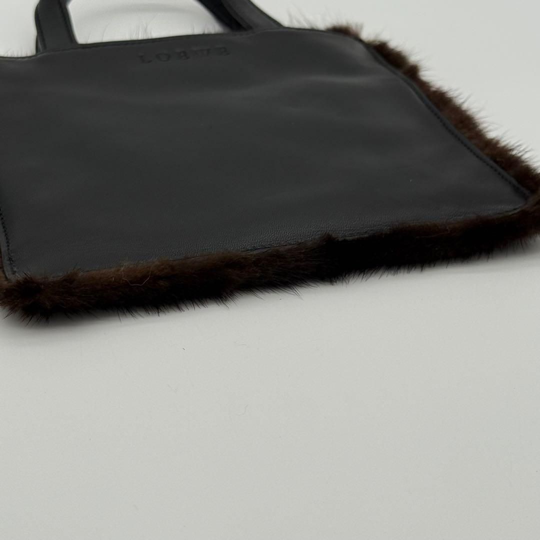 美品】LOEWE ハンドバッグ ミニトート ナッパレザー ミンクファー 茶
