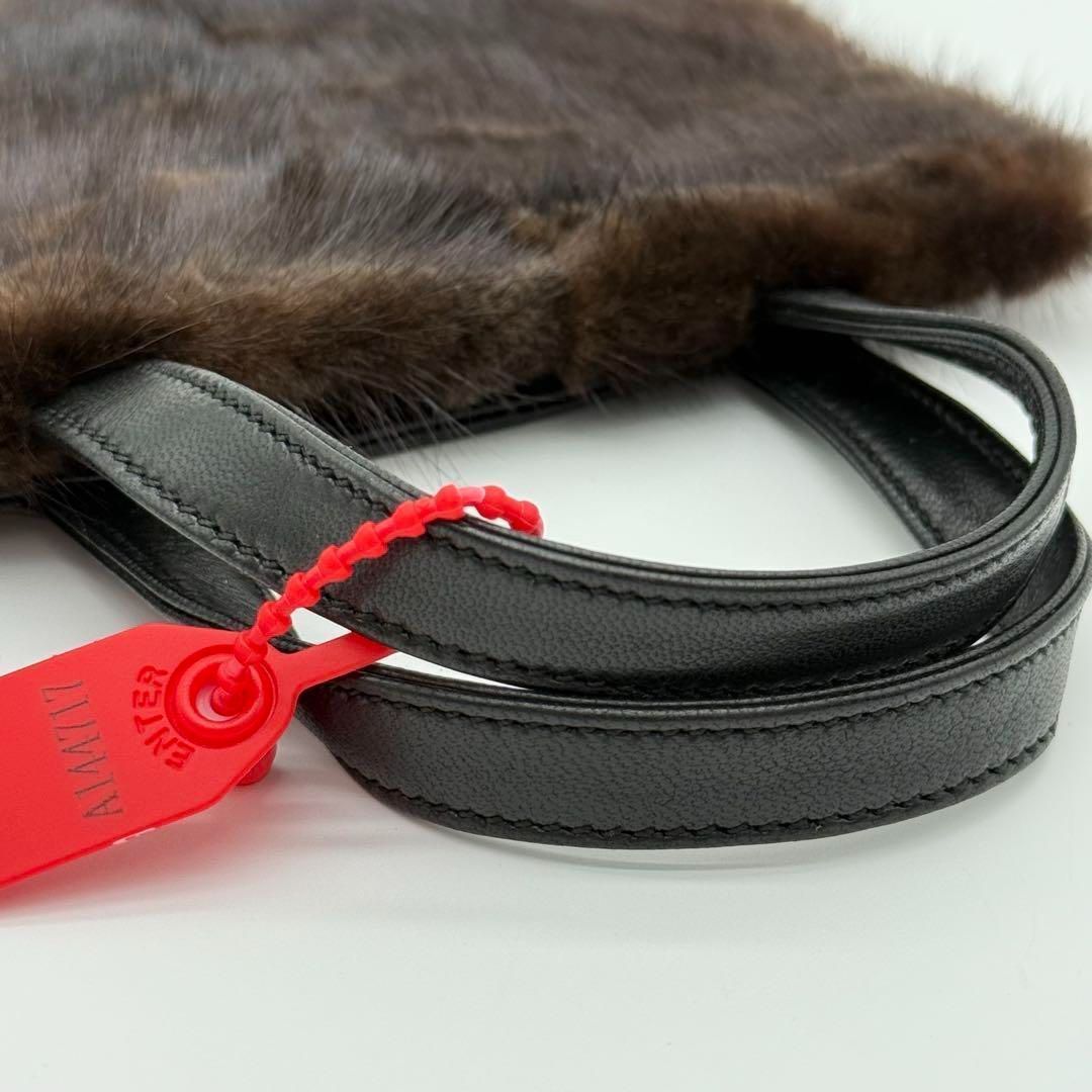 【美品】LOEWE ハンドバッグ ミニトート ナッパレザー ミンクファー 茶 美品】LOEWE ハンドバッグ ミニトート ナッパレザー ミンクファー 茶