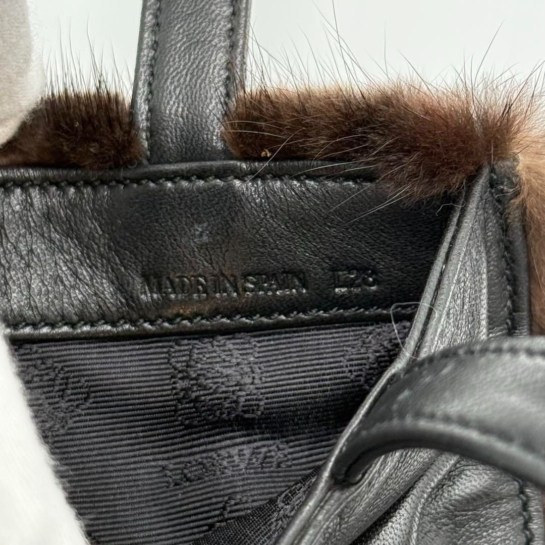 【美品】LOEWE ハンドバッグ ミニトート ナッパレザー ミンクファー 茶 美品】LOEWE ハンドバッグ ミニトート ナッパレザー ミンクファー 茶