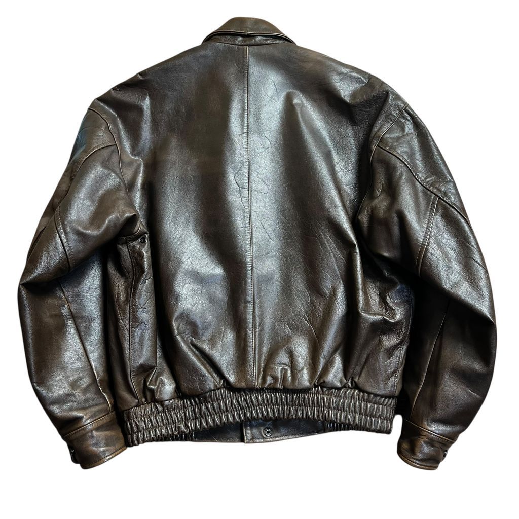 ELSACE メンズ 羊革 レザージャケット ジェームズ・ディーンプリント