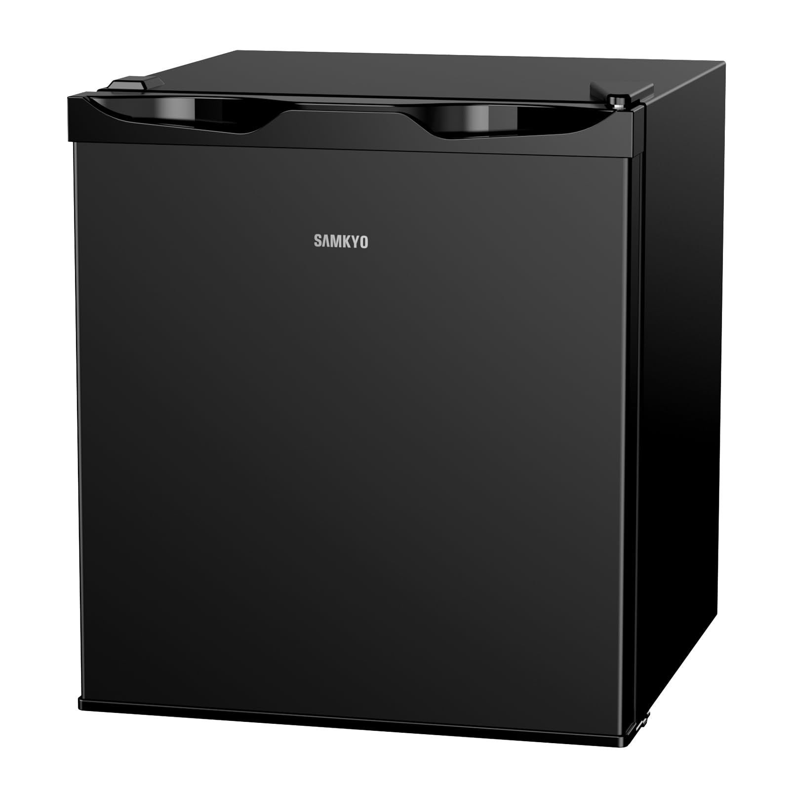 SAMKYO 冷蔵庫 48 L 一人暮らし 小型 幅45 cm スリム ミニ冷蔵庫 コンパクト 省スペース 前開き 7段階温度調節 1ドア 耐熱天板 静音 GU 40 ブラック