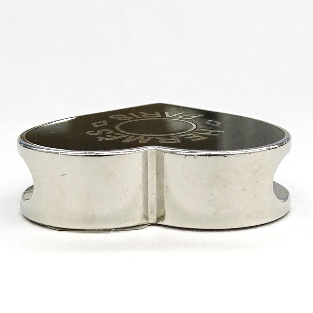 栄】エルメス ツイリーリング ハート型 メタル シルバー ブラック SV