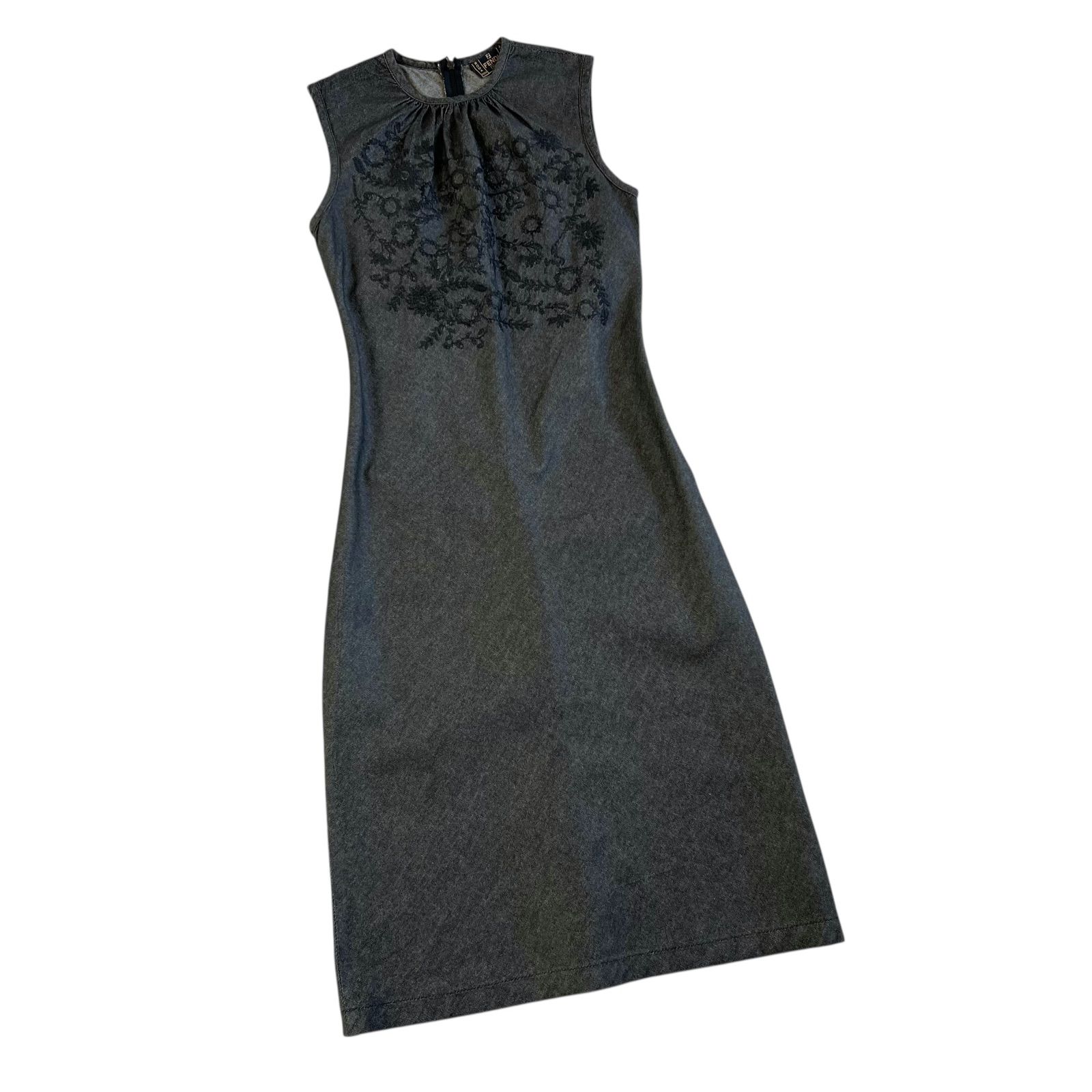 未使用品】FENDI フェンディ ロングデニムワンピース フラワーモチーフ