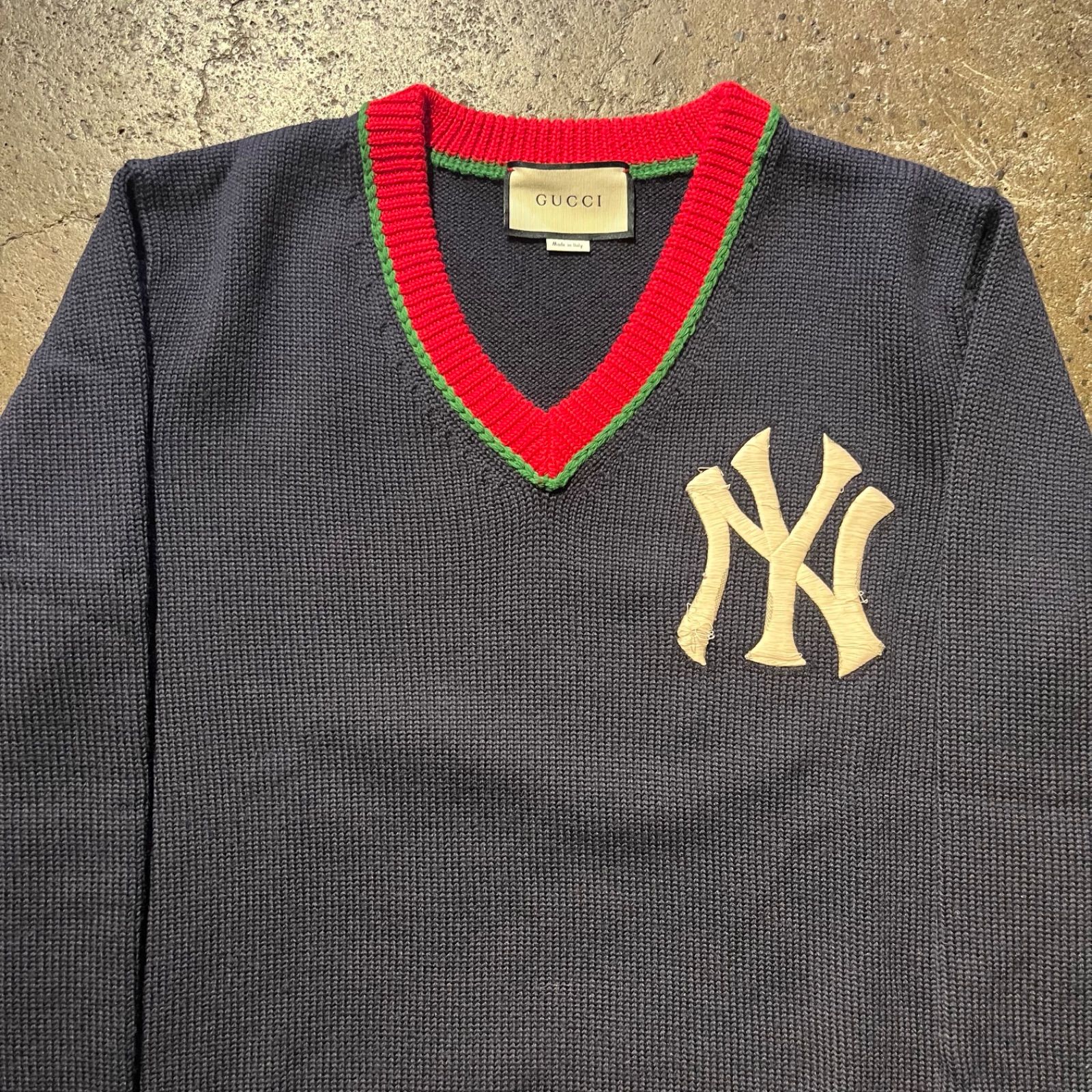 GUCCI × NEW YORK YANKEES 18aw 2018aw NY Logo V-Neck Sweater NYロゴ