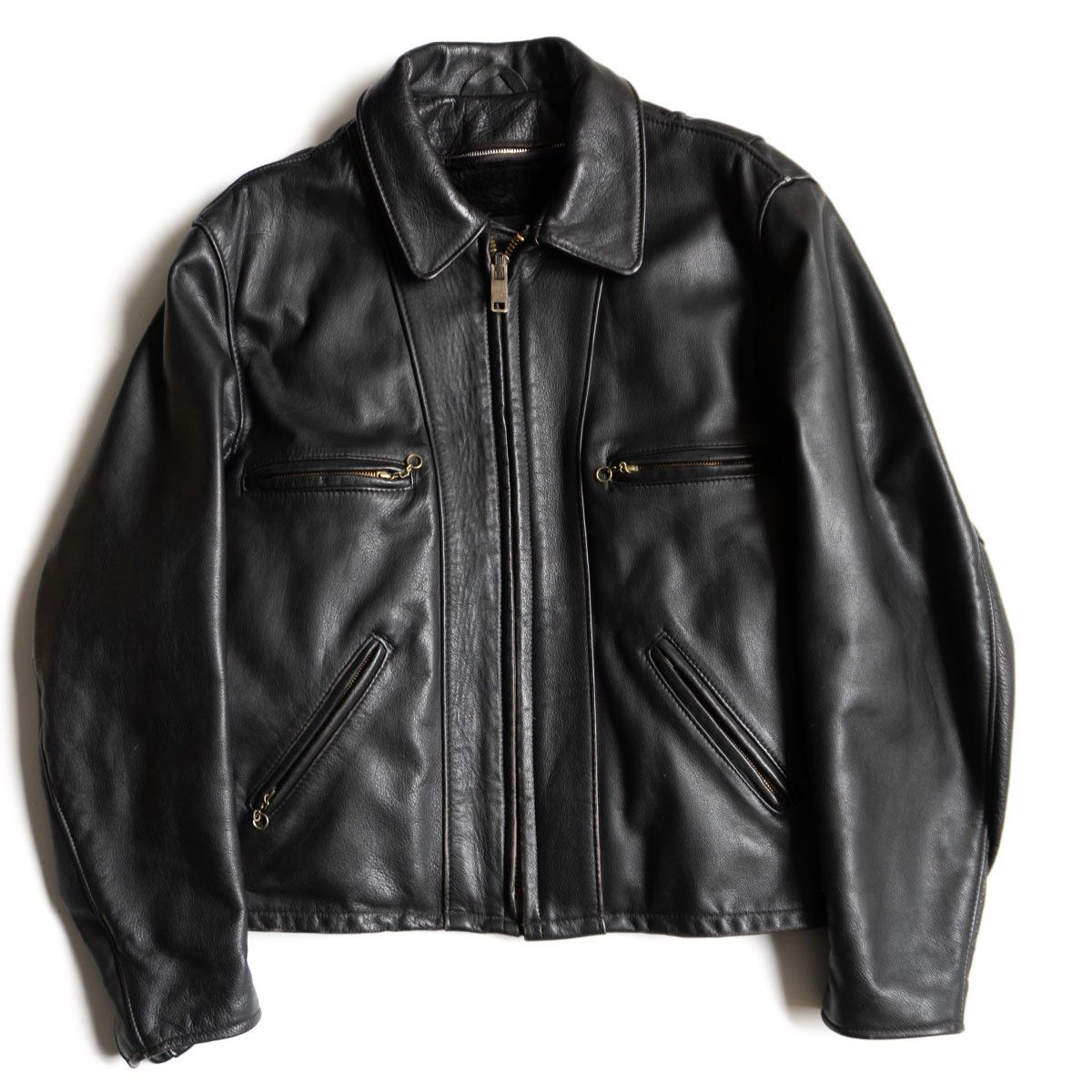 Schott 680 シングルライダースジャケット 雰囲気抜群】SCHOTT【680/シングルライダースジャケット】40 襟 レザー