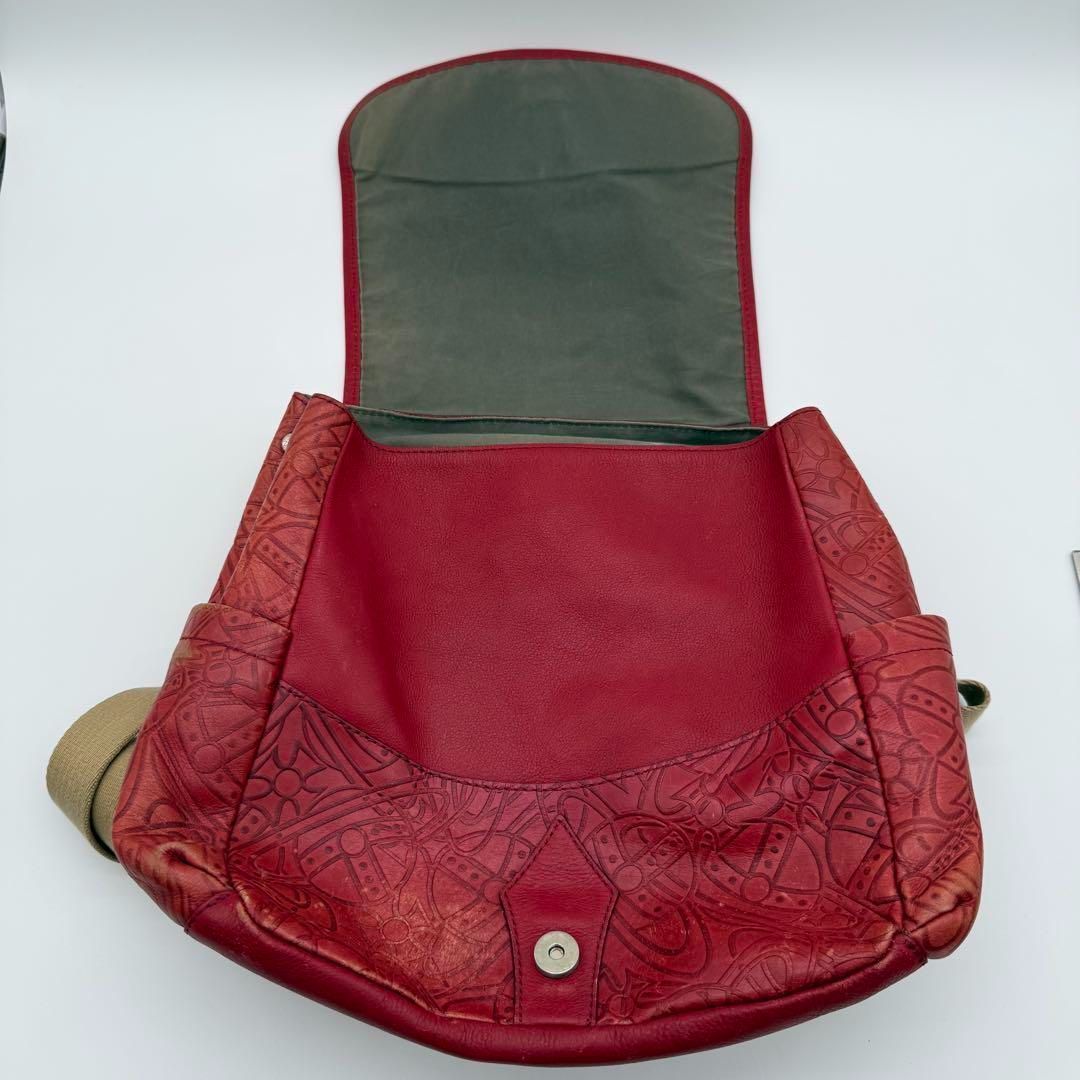 【良品】Vivienne アーサー リュックサック オーブ レザー レッド系 良品】Vivienne アーサー リュックサック オーブ レザー レッド系 良品