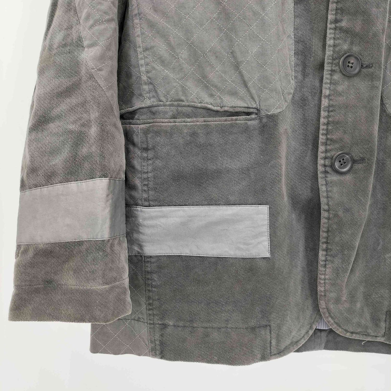 美品 07AW◎イッセイミヤケメン ジレドッキング テーラードジャケット 灰色 美品 07AW◎イッセイミヤケメン ジレドッキング テーラードジャケット