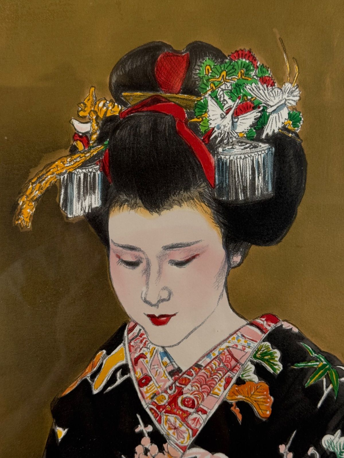 小松崎邦雄「舞妓」リトグラフ 6号 EA版 直筆サイン 物故巨匠 一水会員