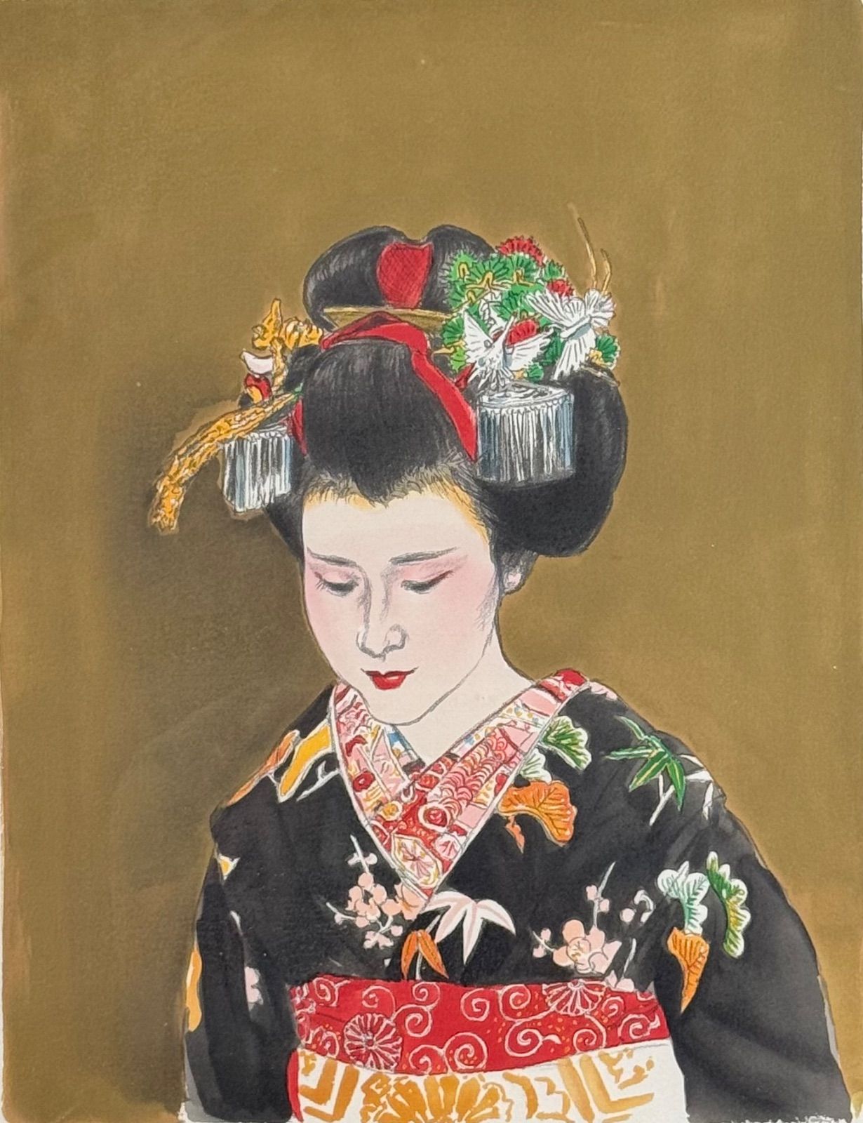 小松崎邦雄「舞妓」リトグラフ 6号 EA版 直筆サイン 物故巨匠 一水会員 小松崎邦雄「舞妓」リトグラフ 6号 EA版 直筆サイン 物故巨匠 一水会員