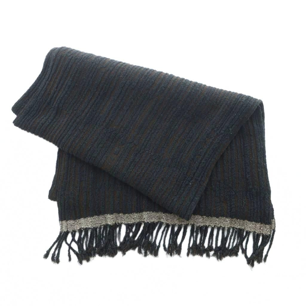 ヨーガンレール JURGEN LEHL マフラー ネイビー ブラウン フリンジ /RI