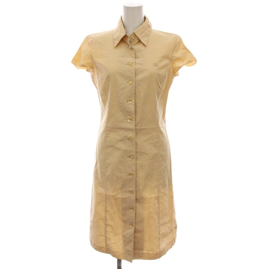 バーバリーブルーレーベル シャツワンピース ベージュ 36 ミリタリー バーバリーブルーレーベル BURBERRY BLUE LABEL シャツワンピース ひざ