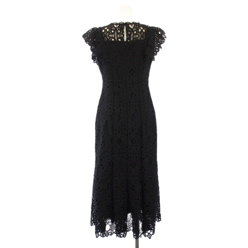 セルフォード CELFORD 22 SS レースマーメイドワンピース フレンチスリーブ ミモレ丈 ロング 36 黒 ブラック TK